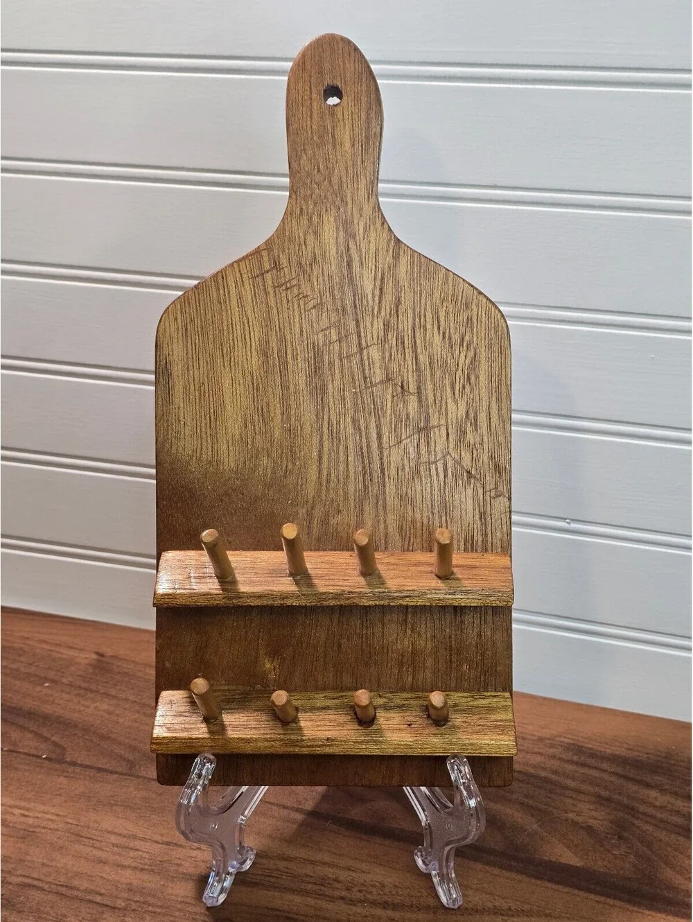 Vintage Wooden Cutting Board Key Rack Wall Mug Holder 10.5